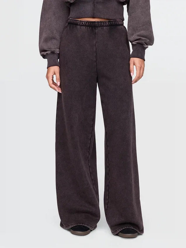 Vintagesoft wijde joggingbroek met brede pijpen