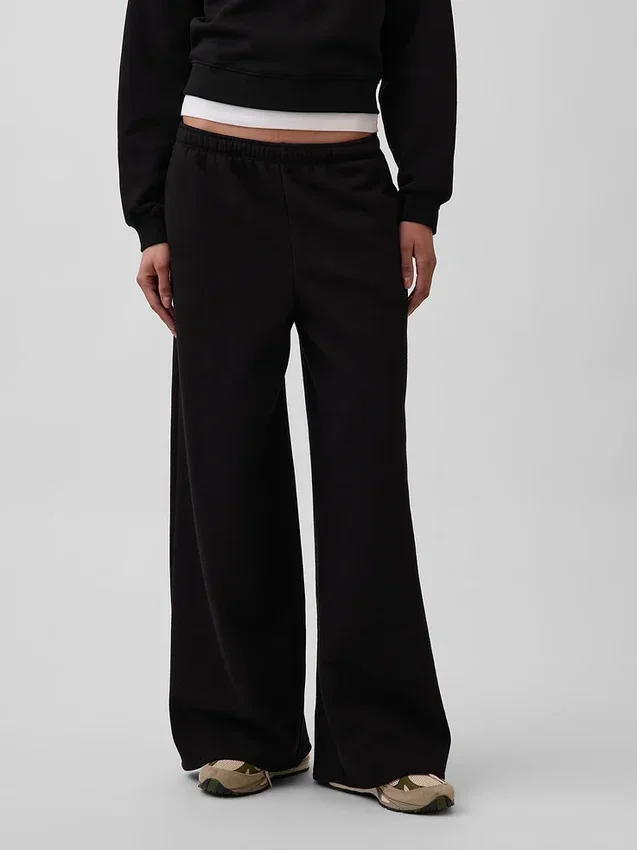 Vintagesoft wijde joggingbroek met brede pijpen