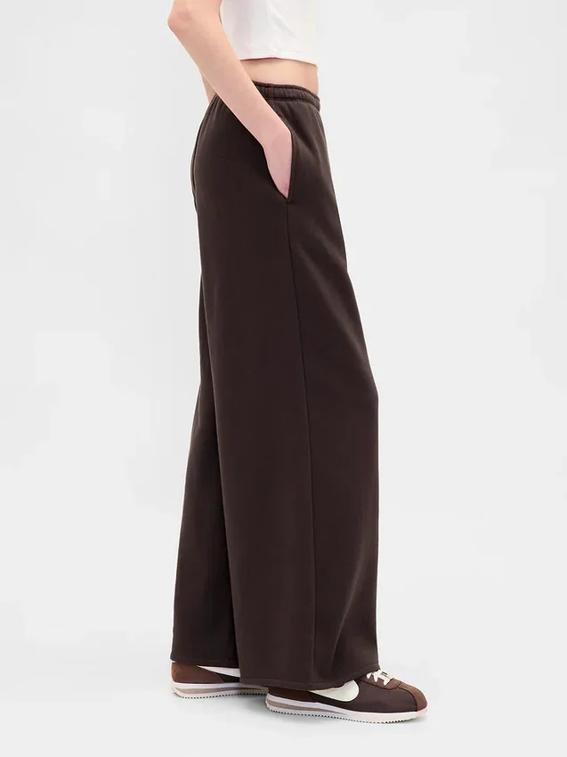 Vintagesoft wijde joggingbroek met brede pijpen