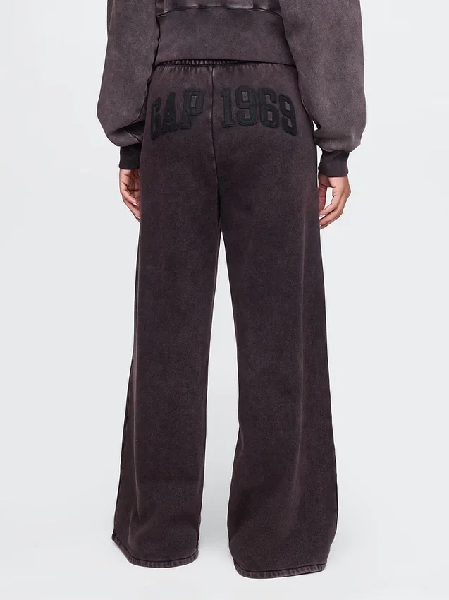 Vintagesoft wijde joggingbroek met brede pijpen