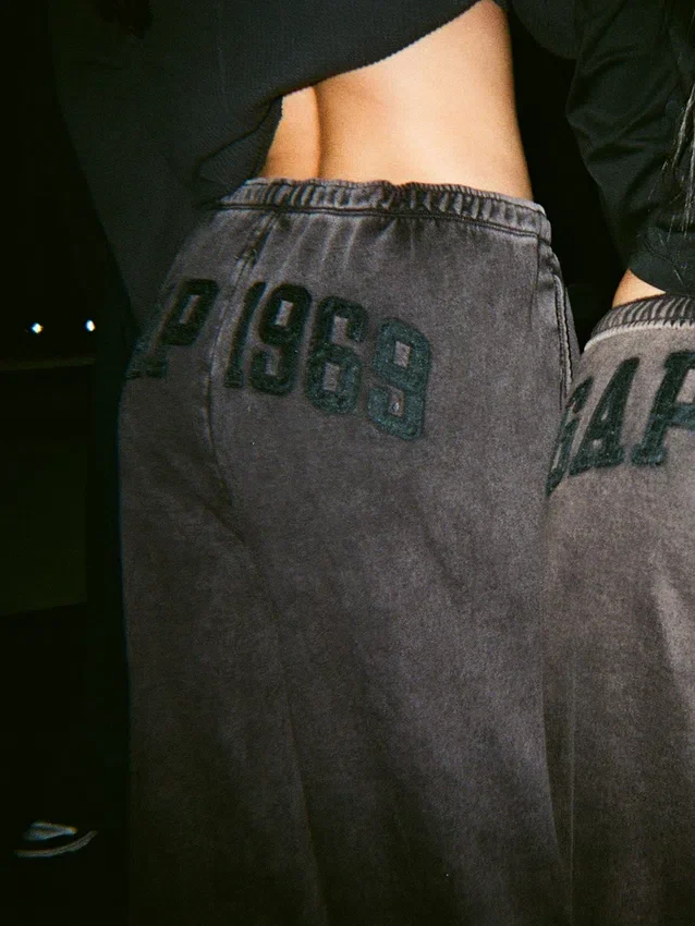 Vintagesoft wijde joggingbroek met brede pijpen