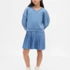 Vintagezachte geplooide sweaterjurk voor kinderen