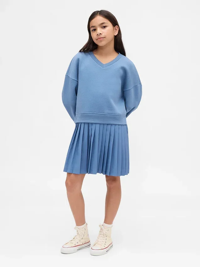 Vintagezachte geplooide sweaterjurk voor kinderen