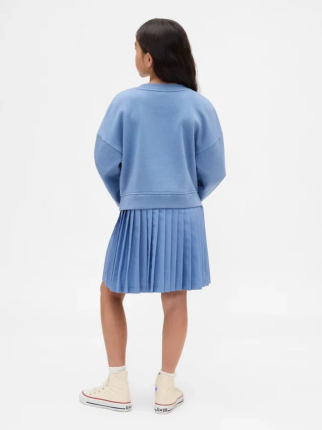 Vintagezachte geplooide sweaterjurk voor kinderen