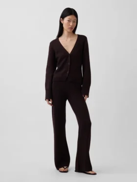 Laaggetailleerde katoenmix-trui met bootcut-stijl als broek