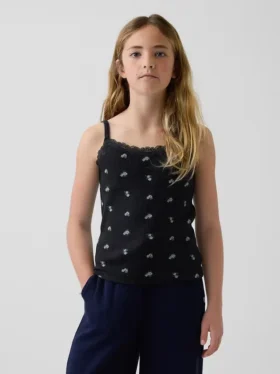 Wafelpatroon cami met kanten rand voor kinderen
