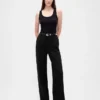 Wijd uitlopende broek met hoge taille van dubbel gebreid