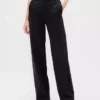 Wijd uitlopende broek met hoge taille van dubbel gebreid