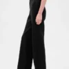 Wijd uitlopende broek met hoge taille van dubbel gebreid