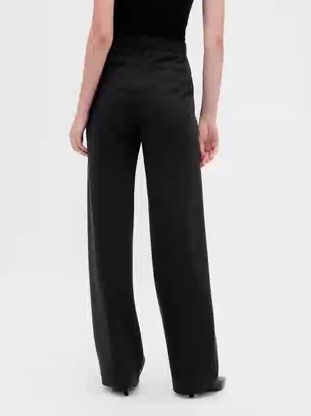 Wijd uitlopende broek met hoge taille van dubbel gebreid