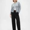 Wijd uitlopende broek met hoge taille van dubbel gebreid