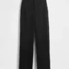 Wijd uitlopende broek met hoge taille van dubbel gebreid