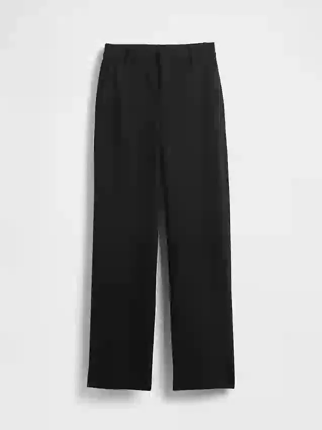 Wijd uitlopende broek met hoge taille van dubbel gebreid