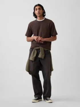 Wijdvallende kaki broek