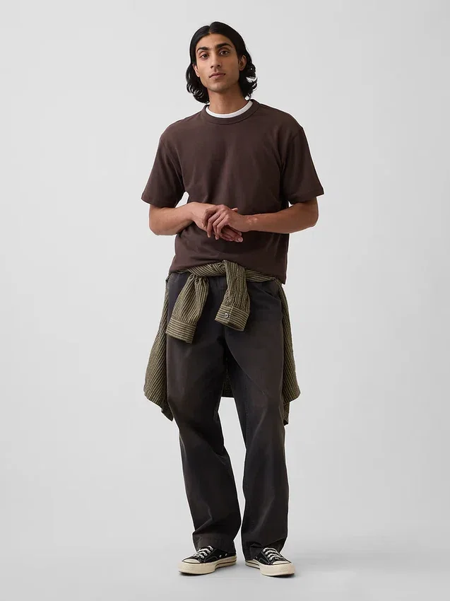 Wijdvallende kaki broek