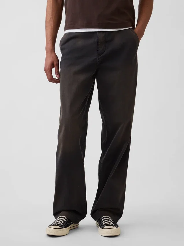 Wijdvallende kaki broek