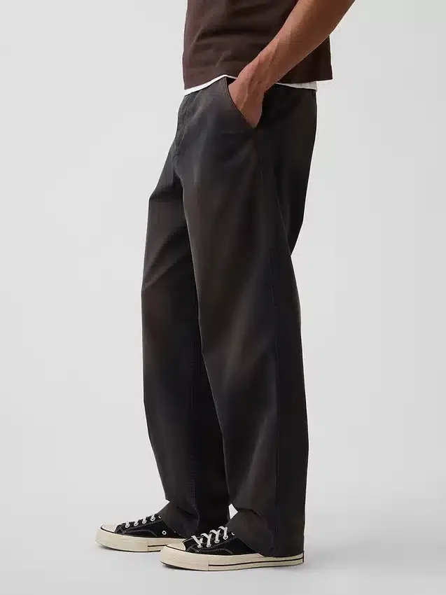 Wijdvallende kaki broek