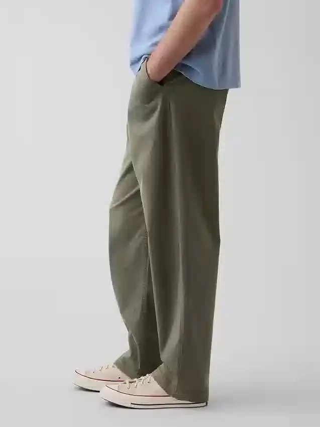 Wijdvallende kaki broek