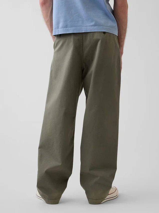 Wijdvallende kaki broek