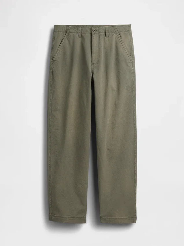Wijdvallende kaki broek