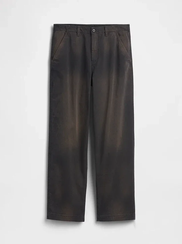 Wijdvallende kaki broek