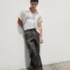 Wijdvallende kaki broek