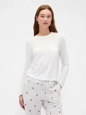Zacht modaal pyjama-T-shirt met zak
