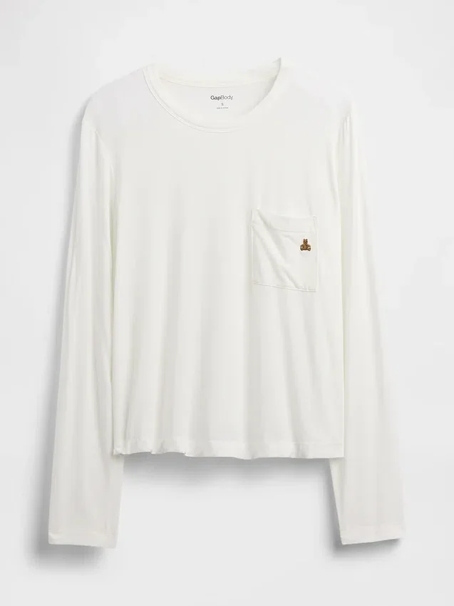 Zacht modaal pyjama-T-shirt met zak