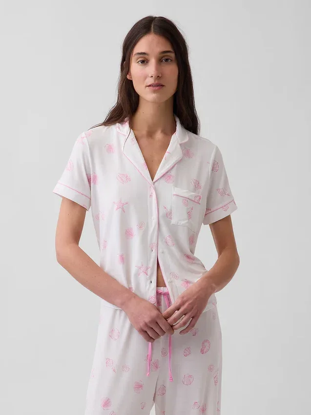 Zacht modaal pyjamashirt Tops