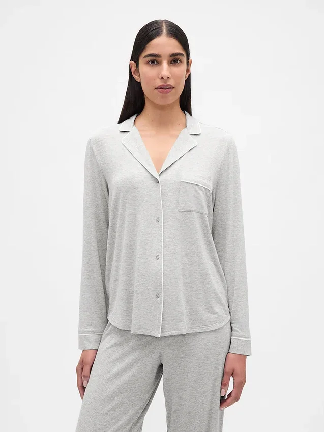 Zacht modaal pyjamashirt Tops