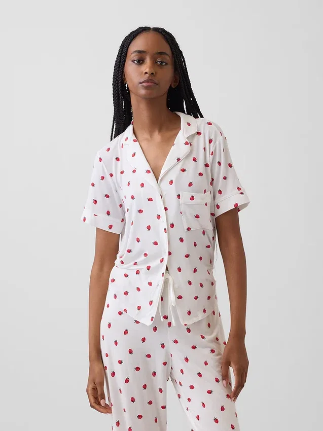 Zacht modaal pyjamashirt Tops