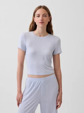Zacht modaal ribpyjama-T-shirt
