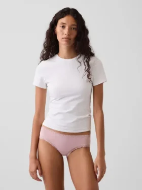 Zachtste biologische stretchkatoenen cheeky hipster met kanten rand
