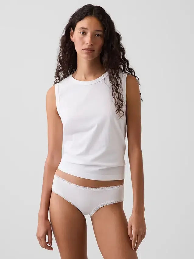 Zachtste biologische stretchkatoenen cheeky hipster met kanten rand
