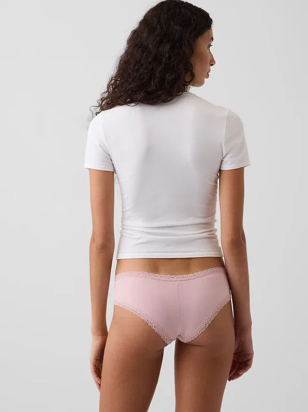 Zachtste biologische stretchkatoenen cheeky hipster met kanten rand