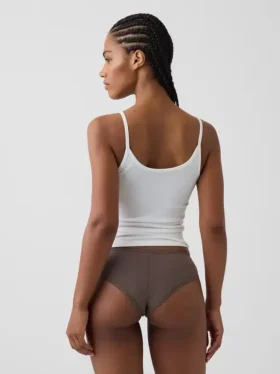 Zachtste biologische stretchkatoenen cheeky hipster met kanten rand