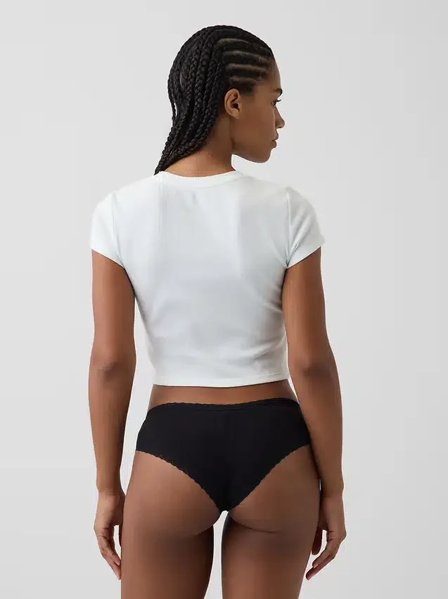 Zachtste biologische stretchkatoenen cheeky hipster met kanten rand
