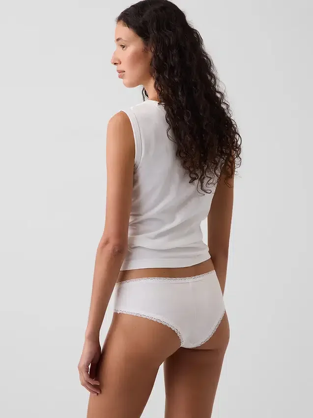 Zachtste biologische stretchkatoenen cheeky hipster met kanten rand