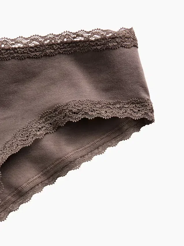 Zachtste biologische stretchkatoenen cheeky hipster met kanten rand