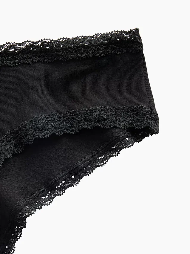 Zachtste biologische stretchkatoenen cheeky hipster met kanten rand