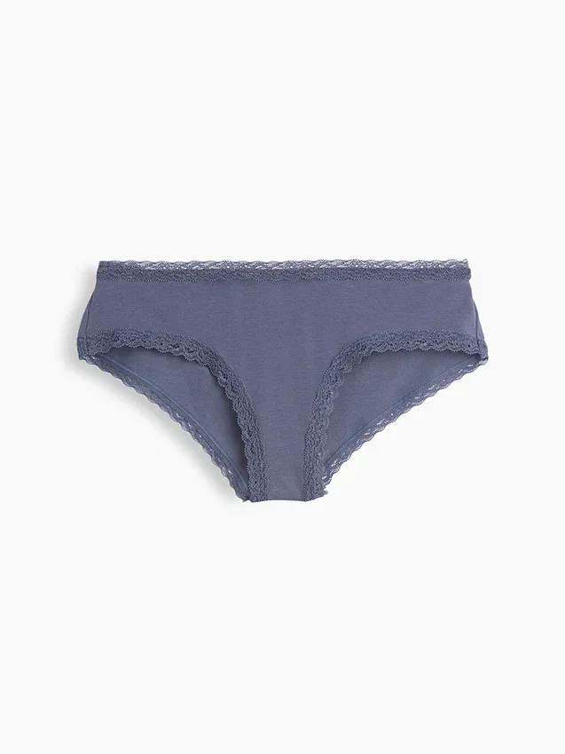 Zachtste biologische stretchkatoenen cheeky hipster met kanten rand