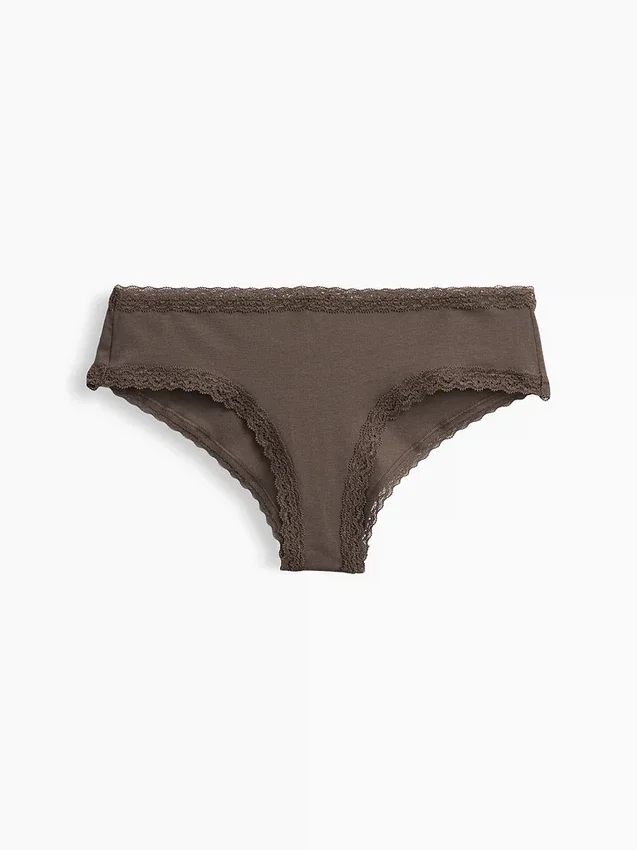 Zachtste biologische stretchkatoenen cheeky hipster met kanten rand