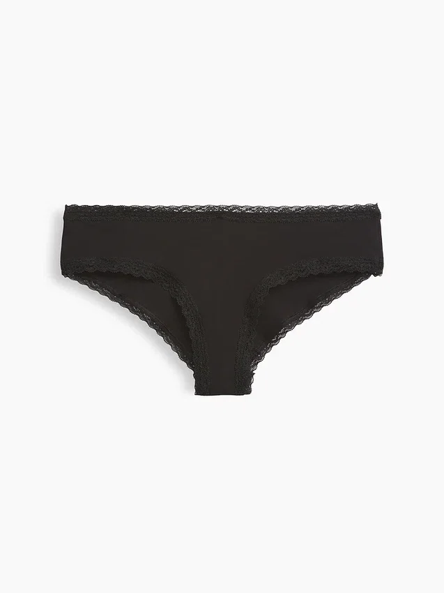 Zachtste biologische stretchkatoenen cheeky hipster met kanten rand