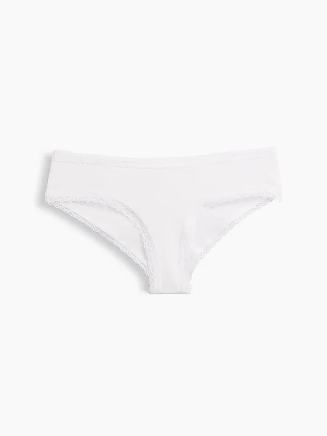 Zachtste biologische stretchkatoenen cheeky hipster met kanten rand