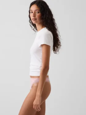 Zachtste biologische stretchkatoenen string met kanten rand