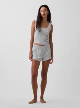 Zachtste pyjama-korte broek van modal met kanten rand