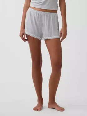 Zachtste pyjama-korte broek van modal met kanten rand
