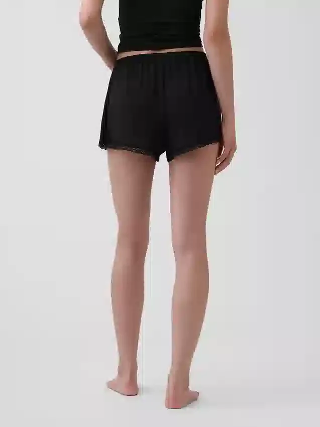 Zachtste pyjama-korte broek van modal met kanten rand
