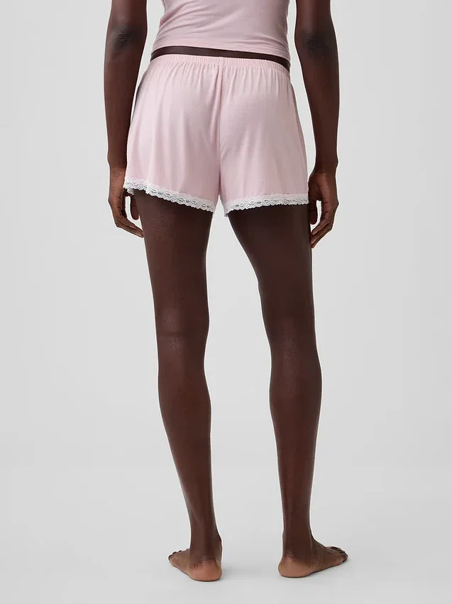 Zachtste pyjama-korte broek van modal met kanten rand