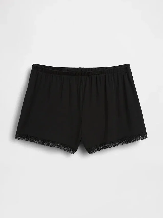 Zachtste pyjama-korte broek van modal met kanten rand
